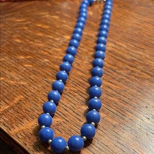 Vibrant Royal Blue Beaded Necklace with Silver Spacers